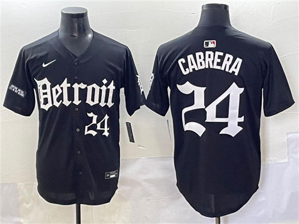 Detroit Tigers #24 Miguel Cabrera Black 'Motor Gothic Edition' Vapor Premier Limited Stitched Baseball Jersey