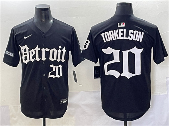 Detroit Tigers #20 Spencer Torkelson Black 'Motor Gothic Edition' Vapor Premier Limited Stitched Baseball Jersey