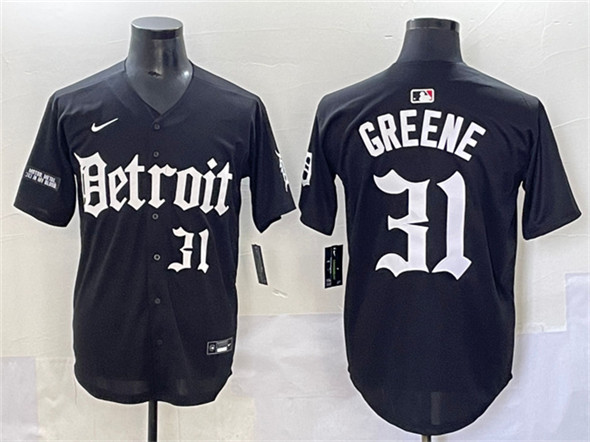Detroit Tigers #31 Riley Greene Black 'Motor Gothic Edition' Vapor Premier Limited Stitched Baseball Jersey