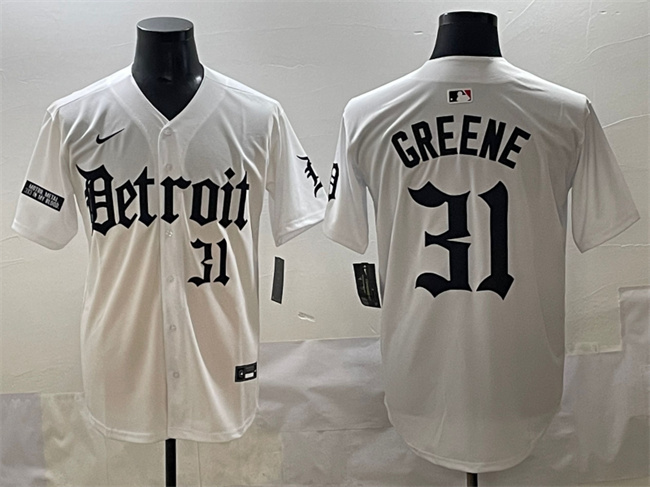 Detroit Tigers #31 Riley Greene White 'Motor Gothic Edition' Vapor Premier Limited Stitched Baseball Jersey