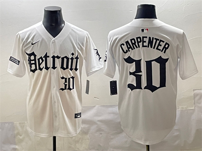 Detroit Tigers #30 Kerry Carpenter White 'Motor Gothic Edition' Vapor Premier Limited Stitched Baseball Jersey