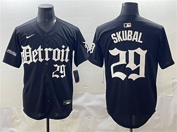 Detroit Tigers #29 Tarik Skubal Black 'Motor Gothic Edition' Vapor Premier Limited Stitched Baseball Jersey
