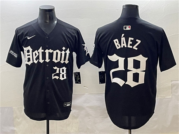 Detroit Tigers #28 Javier B??ez Black 'Motor Gothic Edition' Vapor Premier Limited Stitched Baseball Jersey