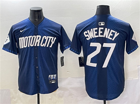 Detroit Tigers #27 Trey Sweeney 2024 Navy City Connect Cool Base Limited Stitched Baseball Jersey