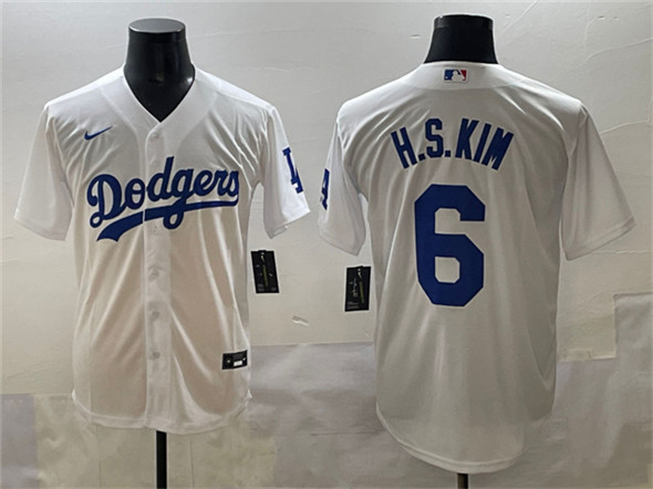 Los Angeles Dodgers #6 H.S.Kim White Cool Base Stitched Baseball Jersey