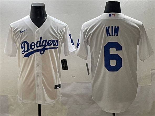 Los Angeles Dodgers #6 Hyeseong Kim White Cool Base Stitched Baseball Jersey