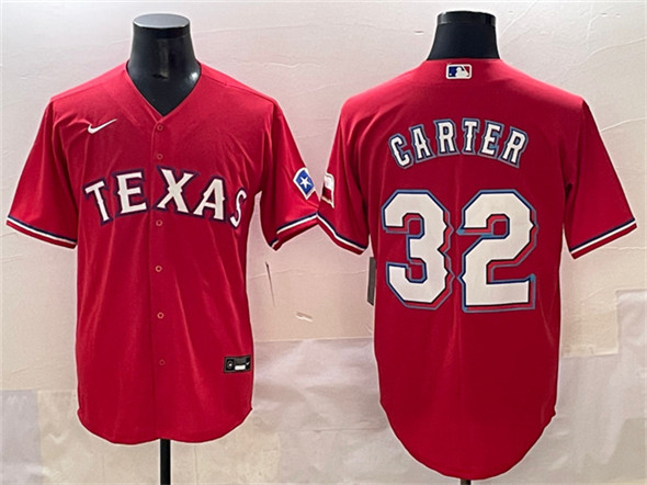 Texas Rangers #32 Evan Carter Red Cool Base Stitched Baseball Jersey