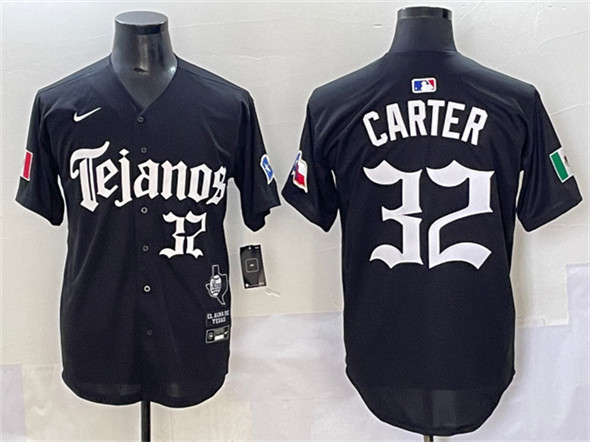 Texas Rangers #32 Evan Carter Black Mexico 2025 Vapor Premier Limited Stitched Baseball Jersey