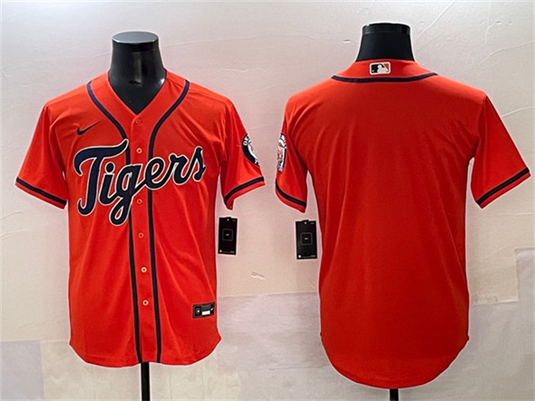 Detroit Tigers Blank Orange With Patch Cool Base Stitched Baseball Jersey