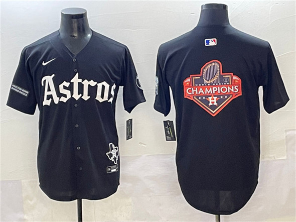 Houston Astros Team Big Logo Black Gothic 'Houston Born Barrio Raised' Limited Stitched Baseball Jerseys