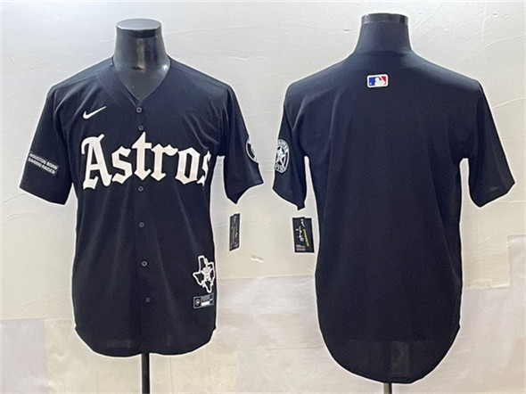 Houston Astros Blank Black Gothic 'Houston Born Barrio Raised' Limited Stitched Baseball Jersey