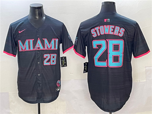 Miami Marlins #28 Kyle Stowers Black 2025 City Connect Limited Stitched Baseball Jersey