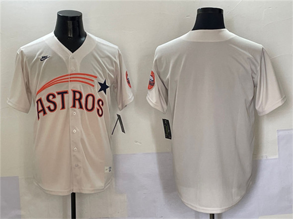 Houston Astros Blank Cream Throwback Cooperstown Collection Limited Stitched Baseball Jersey
