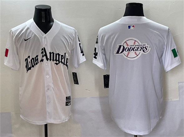 Los Angeles Dodgers Team Big Logo White Mexico 2025 LA Gothic Style With Fernando Patch Vapor Premier Limited Stitched Baseball Jersey