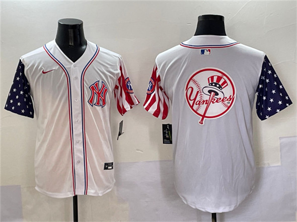 New York Yankees Team Big Logo White American Style Limited Stitched Baseball Jersey