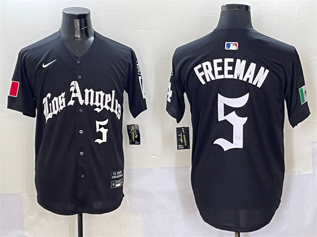 Los Angeles Dodgers #5 Freddie Freeman Black Mexico 2025 LA Gothic Style With Fernando Patch Vapor Premier Limited Stitched Baseball Jersey