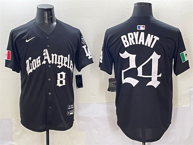 Los Angeles Dodgers Front #8 Back #24 Kobe Bryant Black Mexico 2025 LA Gothic Style With Fernando Patch Vapor Premier Limited Stitched Baseball Jersey