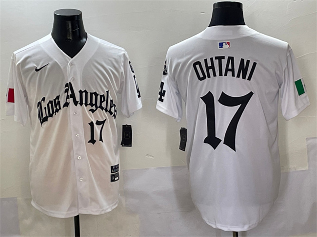 Los Angeles Dodgers #17 Shohei Ohtani White Mexico 2025 LA Gothic Style With Fernando Patch Vapor Premier Limited Stitched Baseball Jersey