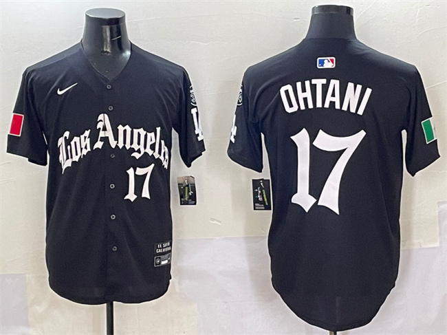 Los Angeles Dodgers #17 Shohei Ohtani Black Mexico 2025 LA Gothic Style With Fernando Patch Vapor Premier Limited Stitched Baseball Jersey