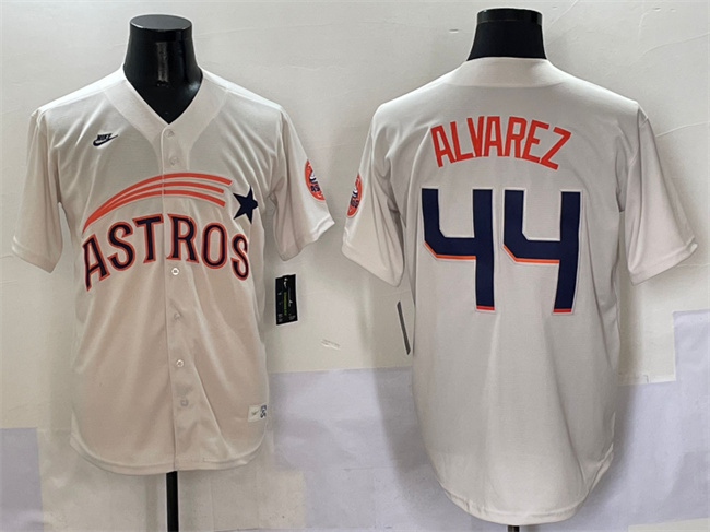 Houston Astros #44 Yordan Alvarez Cream Throwback Cooperstown Collection Limited Stitched Baseball Jersey