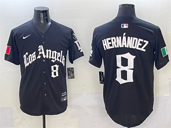 Los Angeles Dodgers #8 Enrique Hernandez Black Mexico 2025 LA Gothic Style With Fernando Patch Vapor Premier Limited Stitched Baseball Jersey