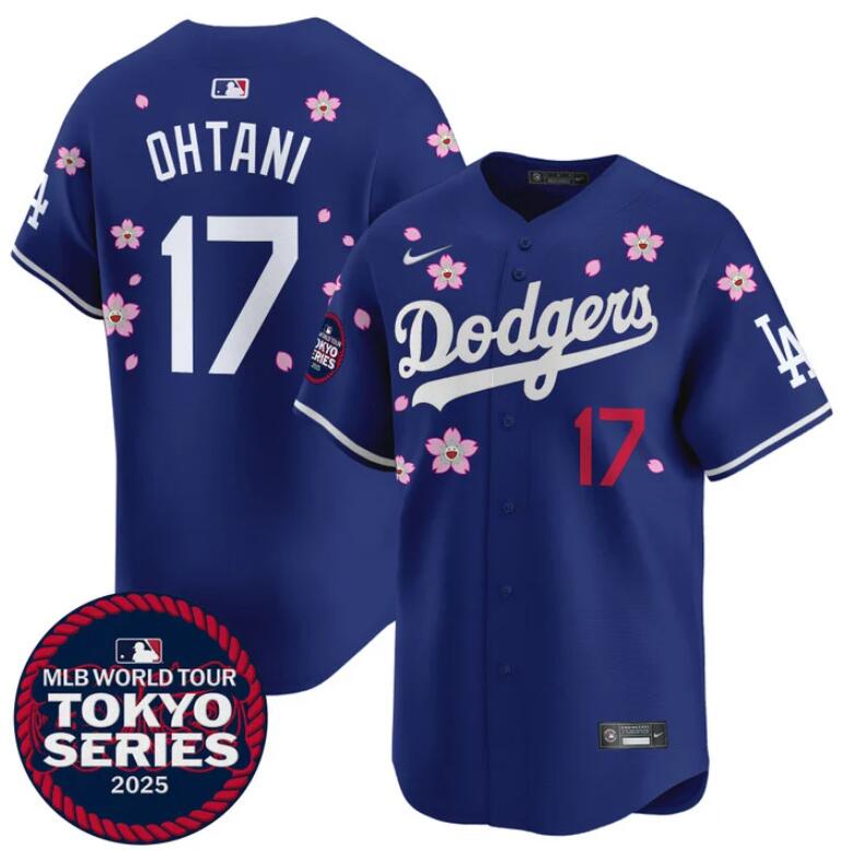 Los Angeles Dodgers #17 Shohei Ohtani Royal 2025 Tokyo Series Limited Stitched Baseball Jersey