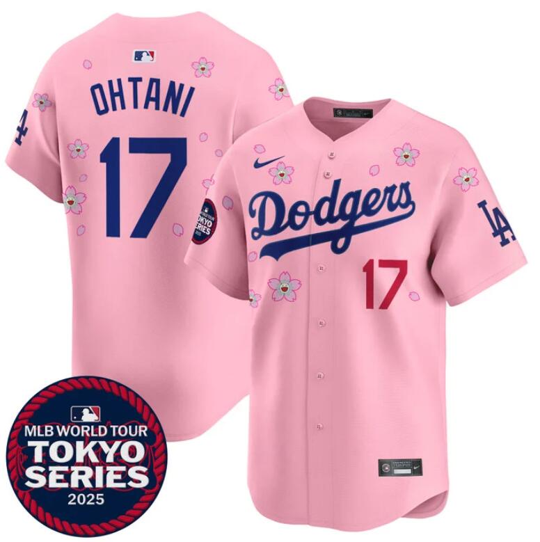 Los Angeles Dodgers #17 Shohei Ohtani Pink 2025 Tokyo Series Limited Stitched Baseball Jersey