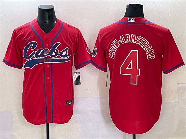 Chicago Cubs #4 Pete Crow-Armstrong Red Cool Base Stitched Baseball Jersey