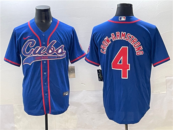 Chicago Cubs #4 Pete Crow-Armstrong Royal Cool Base Stitched Baseball Jersey