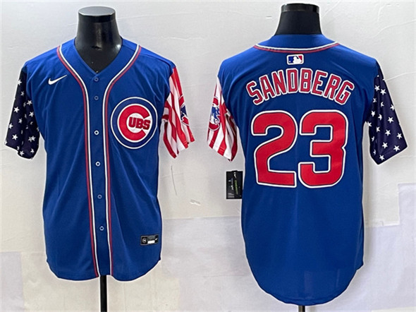 Chicago Cubs #23 Ryne Sandberg Royal 2025 Independence Day Vapor Premier Limited Stitched Baseball Jersey