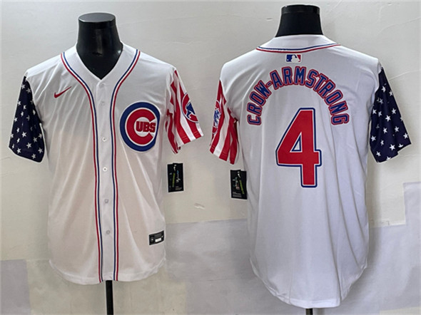 Chicago Cubs #4 Pete Crow-Armstrong White 2025 Independence Day Vapor Premier Limited Stitched Baseball Jersey