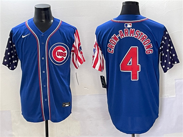 Chicago Cubs #4 Pete Crow-Armstrong Royal 2025 Independence Day Vapor Premier Limited Stitched Baseball Jersey