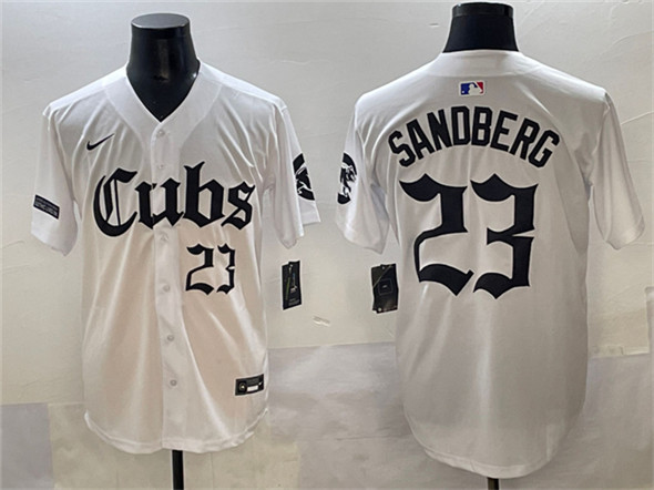 Chicago Cubs #23 Ryne Sandberg White 'Gothic North Side Edition' Vapor Premier Limited Stitched Baseball Jersey