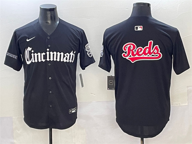 Cincinnati Reds Team Big Logo Black 'Gothic Queen City Edition' Vapor Premier Limited Stitched Baseball Jersey