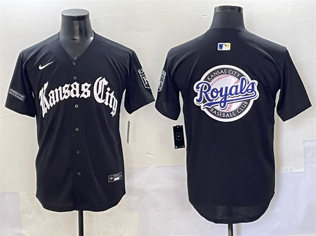 Kansas City Royals Team Big Logo Black 'Gothic Crown Edition' Vapor Premier Limited Stitched Baseball Jersey