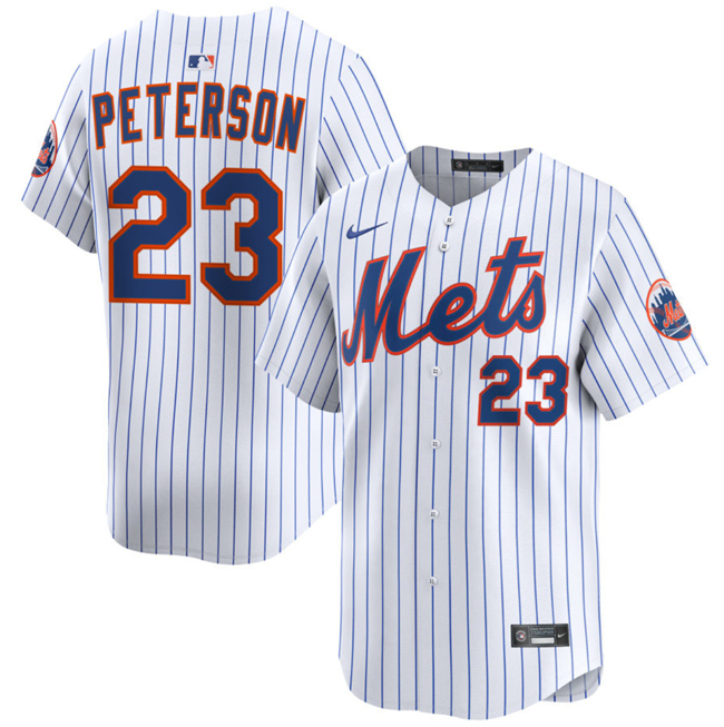 New York Mets #23 David Peterson White 2025 Home Limited Stitched Baseball Jersey