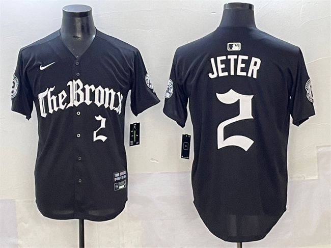 New York Yankees #2 Derek Jeter Black 'Gothic Legacy Edition' Vapor Premier Limited Stitched Baseball Jersey