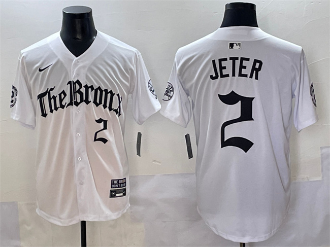 New York Yankees #2 Derek Jeter White 'Gothic Legacy Edition' Vapor Premier Limited Stitched Baseball Jersey