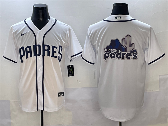 San Diego Padres Team Big Logo White Cool Base Stitched Baseball Jersey
