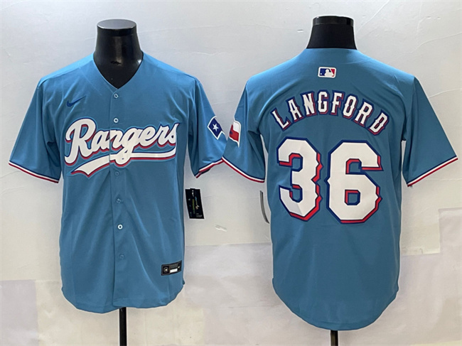 Texas Rangers #36 Wyatt Langford Blue Limited Stitched Baseball Jersey