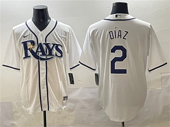 Tampa Bay Rays #2 Yandy D??az White Cool Base Stitched Baseball Jersey