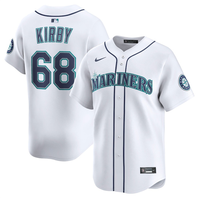 Seattle Mariners #68 George Kirby White Home Limited Stitched Baseball Jersey