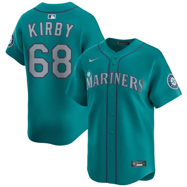 Seattle Mariners #68 George Kirby Aqua Limited Stitched Baseball Jersey
