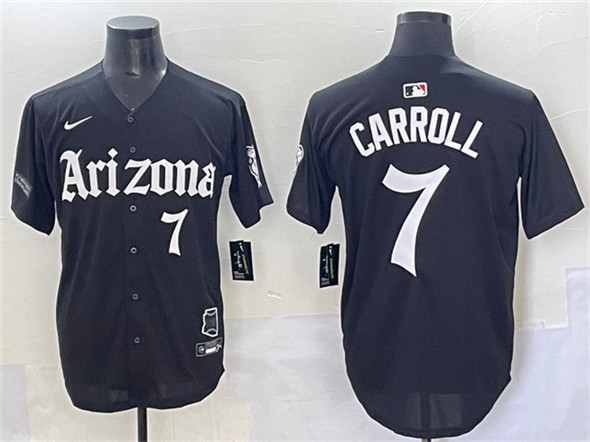 Arizona Diamondbacks #7 Corbin Carroll Black 'Gothic Desert Fang Edition' Vapor Limited Stitched Baseball Jersey