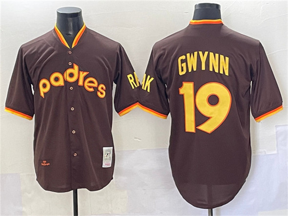 San Diego Padres #19 Tony Gwynn Brown Throwback Stitched Baseball Jersey