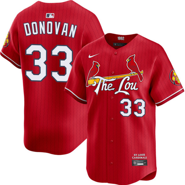 St. Louis Cardinals #33 Brendan Donovan Red 2024 City Connect Limited Stitched Baseball Jersey