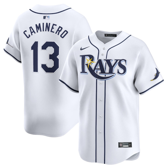 Tampa Bay Rays #13 Junior Caminero White 2024 Home Limited Stitched Baseball Jersey