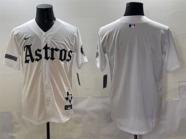 Houston Astros Blank White Gothic 'Houston Born Barrio Raised' Limited Stitched Baseball Jersey