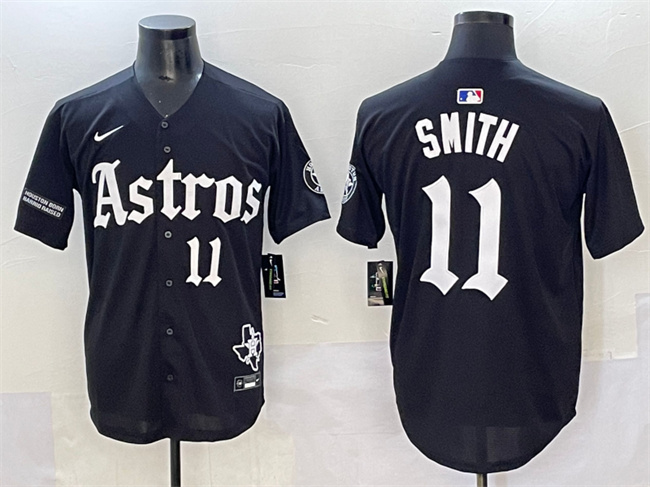 Houston Astros #11 Cam Smith Black Gothic 'Houston Born Barrio Raised' Limited Stitched Baseball Jersey