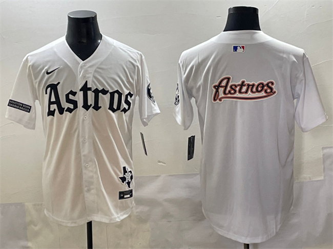 Houston Astros Team Big Logo White Gothic 'Houston Born Barrio Raised' Limited Stitched Baseball Jersey